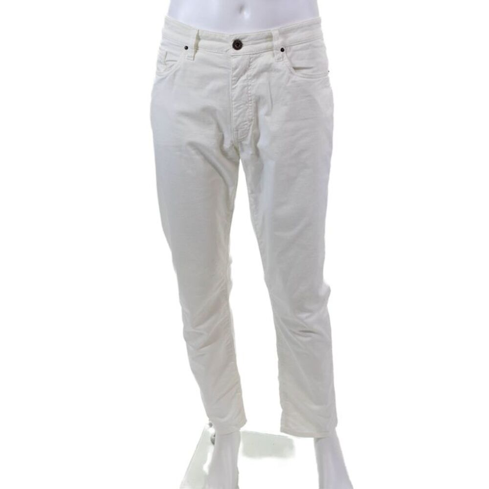 Teleria Zed Mens High Rise Cotton Straight Leg Pants White Size 35